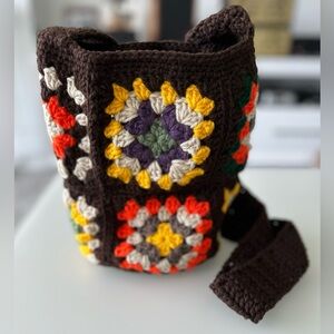 Crochet handbag Colorful Crossbody Handmade Bag with Intricate Patterns 9”